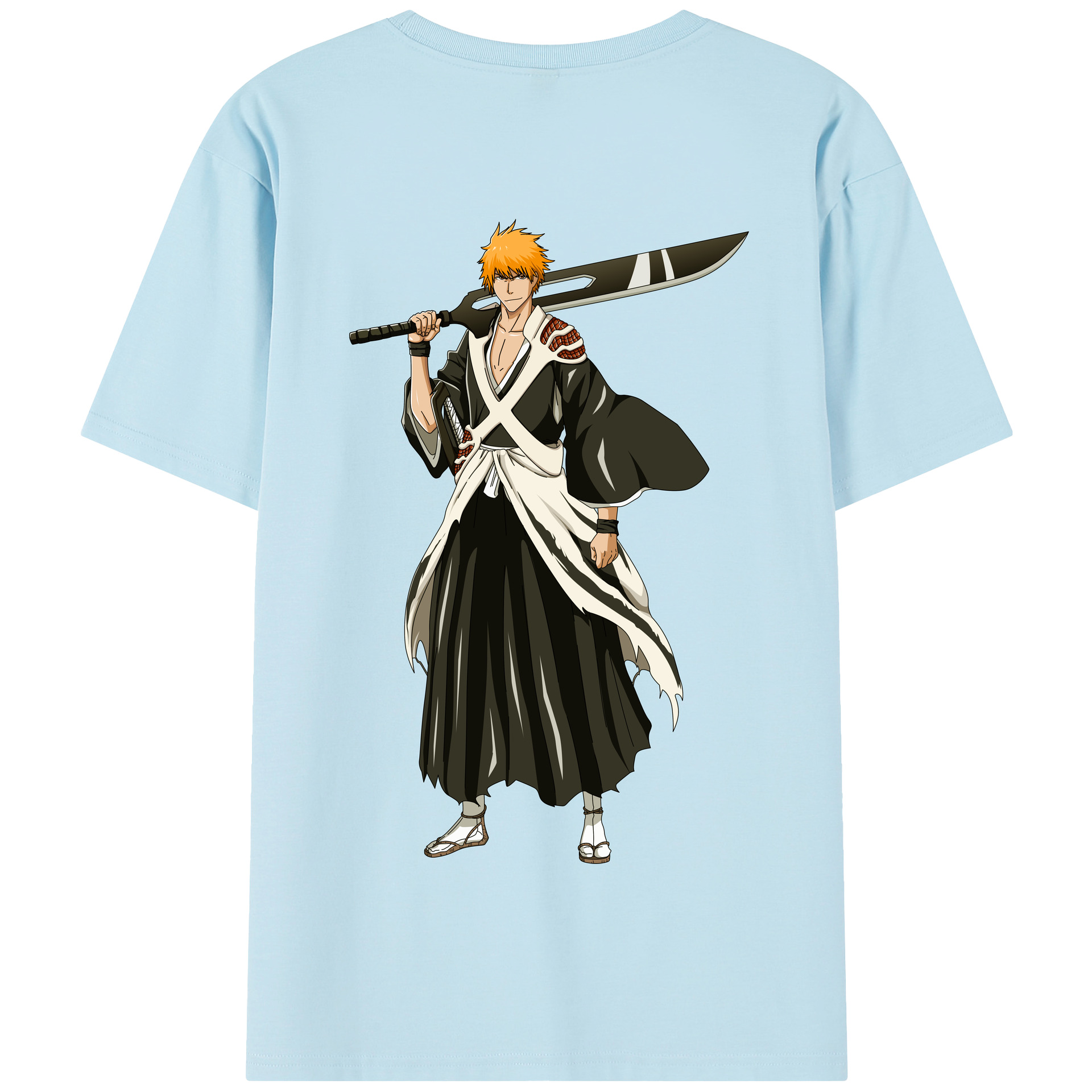 （画像用） ブリーチ 黒崎一護（くろさき いちご）BLEACH Kurosaki Ichigo 綿100％半袖Tシャツ（背面プリント）